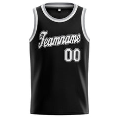 Benutzerdefinierte Authentisch Basketball Trikot Schwarz-Weiß-Grau
