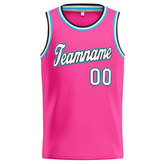 Benutzerdefinierte Authentisch Basketball Trikot Rosa-Weiß-Hellblau