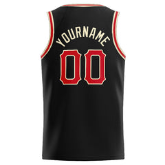 Benutzerdefinierte Authentisch Basketball Trikot Schwarz-Rot-Creme