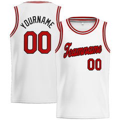 Benutzerdefinierte Authentisch Basketball Trikot Weiß-Rot-Schwarz