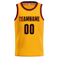 Benutzerdefinierte Authentisch Basketball Trikot Gelb-Schwarz-Rot