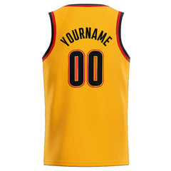 Benutzerdefinierte Authentisch Basketball Trikot Gelb-Schwarz-Rot