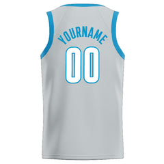 Benutzerdefinierte Authentisch Basketball Trikot Grau-Hellblau
