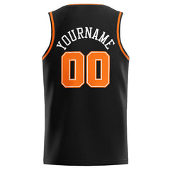 Benutzerdefinierte Authentisch Basketball Trikot Schwarz-Orange-Weiß