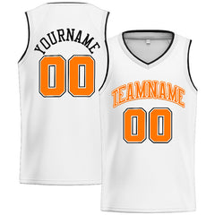 Benutzerdefinierte Authentisch Basketball Trikot Weiß-Orange-Schwarz