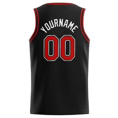 Benutzerdefinierte Authentisch Basketball Trikot Schwarz-Rot-Weiß