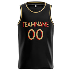 Benutzerdefinierte Authentisch Basketball Trikot Schwarz-Gold-Rot