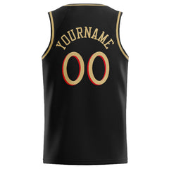 Benutzerdefinierte Authentisch Basketball Trikot Schwarz-Gold-Rot