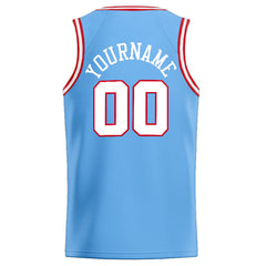 Benutzerdefinierte Authentisch Basketball Trikot Hellblau-Weiß-Rot
