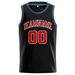 Benutzerdefinierte Authentisch Basketball Trikot Schwarz-Rot-Hellblau