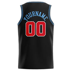 Benutzerdefinierte Authentisch Basketball Trikot Schwarz-Rot-Hellblau