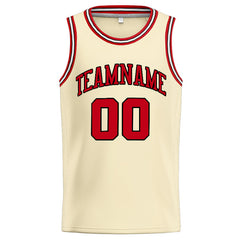 Benutzerdefinierte Authentisch Basketball Trikot Creme-Rot-Schwarz