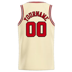 Benutzerdefinierte Authentisch Basketball Trikot Creme-Rot-Schwarz