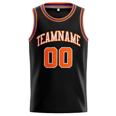 Benutzerdefinierte Authentisch Basketball Trikot Schwarz-Orange-Weiß