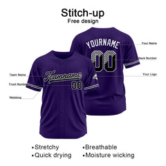Benutzerdefinierte Authentisch Baseball-Trikot Lila Netz
