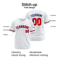 Benutzerdefinierte Authentisch Baseball-Trikot Weiss Netz