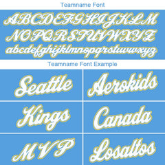 Benutzerdefinierte Authentisch Basketball Trikot Hellblau-Weiß-Gelb