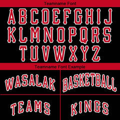 Benutzerdefinierte Authentisch Basketball Trikot Schwarz-Rot-Weiß