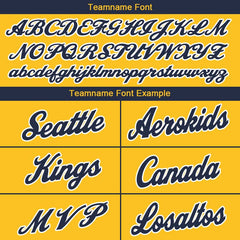 Benutzerdefinierte Authentisch Basketball Trikot Gelb-Marine-Weiß