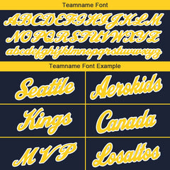 Benutzerdefinierte Authentisch Basketball Trikot Marine-Gelb-Weiß