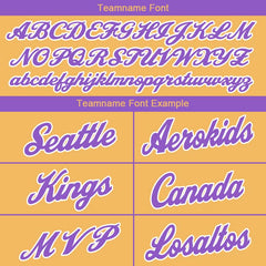 Benutzerdefinierte Authentisch Basketball Trikot Gelb-Lila-Weiß