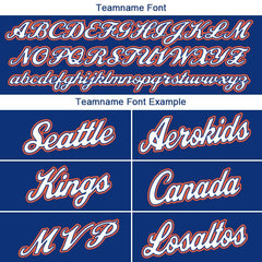 Benutzerdefinierte Authentisch Basketball Trikot Königlich- Weiß-Orange