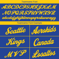 Benutzerdefinierte Authentisch Basketball Trikot Königlich- Gelb- Weiß