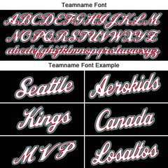 Benutzerdefinierte Authentisch Basketball Trikot Schwarz-Weiß-Blaugrün-Rot