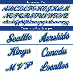 Benutzerdefinierte Authentisch Basketball Trikot Weiß-Blau-Blaugrün