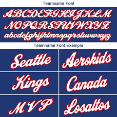 Benutzerdefinierte Authentisch Basketball Trikot Königlich- Weiß- Rot