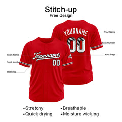 Benutzerdefinierte Authentisch Baseball-Trikot Rot Netz