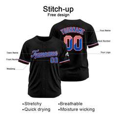 Benutzerdefinierte Authentisch Baseball-Trikot Schwarz Netz