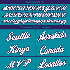 Benutzerdefinierte Authentisch Basketball Trikot Blaugrün-Violett-Weiß