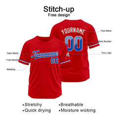 Benutzerdefinierte Authentisch Baseball-Trikot Rot Netz