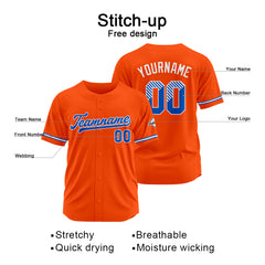 Benutzerdefinierte Authentisch Baseball-Trikot Orange Netz