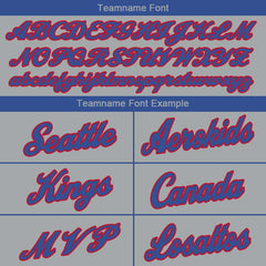 Benutzerdefinierte Authentisch Basketball Trikot Grau- königlich -Rot