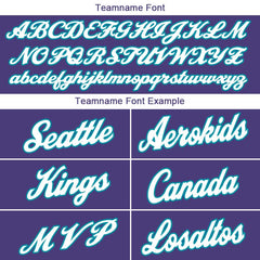 Benutzerdefinierte Authentisch Basketball Trikot Violett-Blaugrün-Weiß