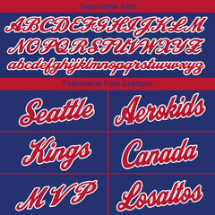 Benutzerdefinierte Authentisch Basketball Trikot Königlich- Rot- Weiß