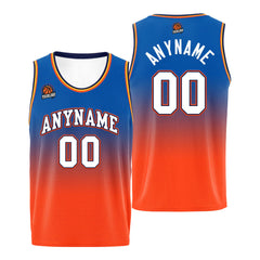 Benutzerdefinierte Basketball Jersey personalisiert genäht Name&Number&Logo Orange&Blau