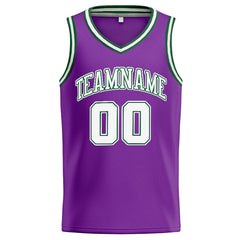 Benutzerdefinierte Authentisch Basketball Trikot Lila-Weiß-Grün