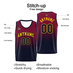 Benutzerdefinierte Basketball Jersey personalisiert genäht Name&Number&Logo Burgund&Schwarz