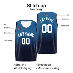 Benutzerdefinierte Basketball Jersey personalisiert genäht Name&Number&Logo Blau&Marine