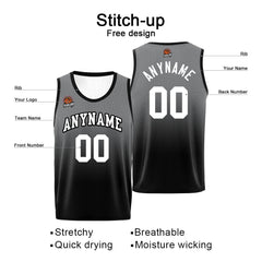 Benutzerdefinierte Basketball Jersey personalisiert genäht Name&Number&Logo Grau&Schwarz