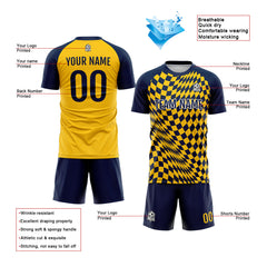 Benutzerdefinierte Fußball Trikots für Männer Frauen Personalisierte Fußball Uniformen für Erwachsene und Kind Gelb-Schwarz