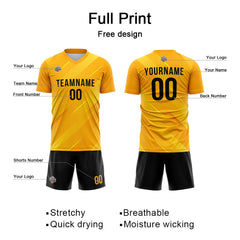 Benutzerdefinierte Fußball Trikots für Männer Frauen Personalisierte Fußball Uniformen für Erwachsene und Kind Gelb-Schwarz