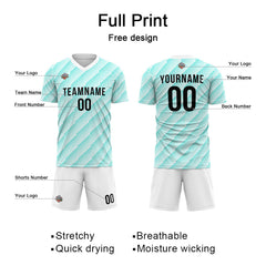 Benutzerdefinierte Fußball Trikots für Männer Frauen Personalisierte Fußball Uniformen für Erwachsene und Kind Weiß-Teal