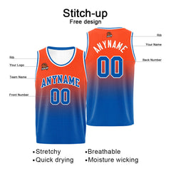 Benutzerdefinierte Basketball Jersey personalisiert genäht Name&Number&Logo Orange&Blau