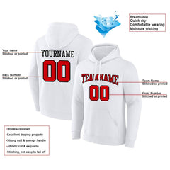 Benutzerdefinierte Authentisch Sweatshirt-Kapuzenpulli Weiß-Rot-Schwarz