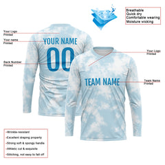 Kundenspezifisches Basketball Fußball Fußball Schießen langes T-Shirt für Erwachsene und Kinder Licht Blau