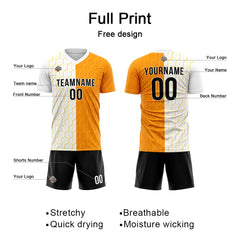 Benutzerdefinierte Fußball Trikots für Männer Frauen Personalisierte Fußball Uniformen für Erwachsene und Kind Weiß-Orange